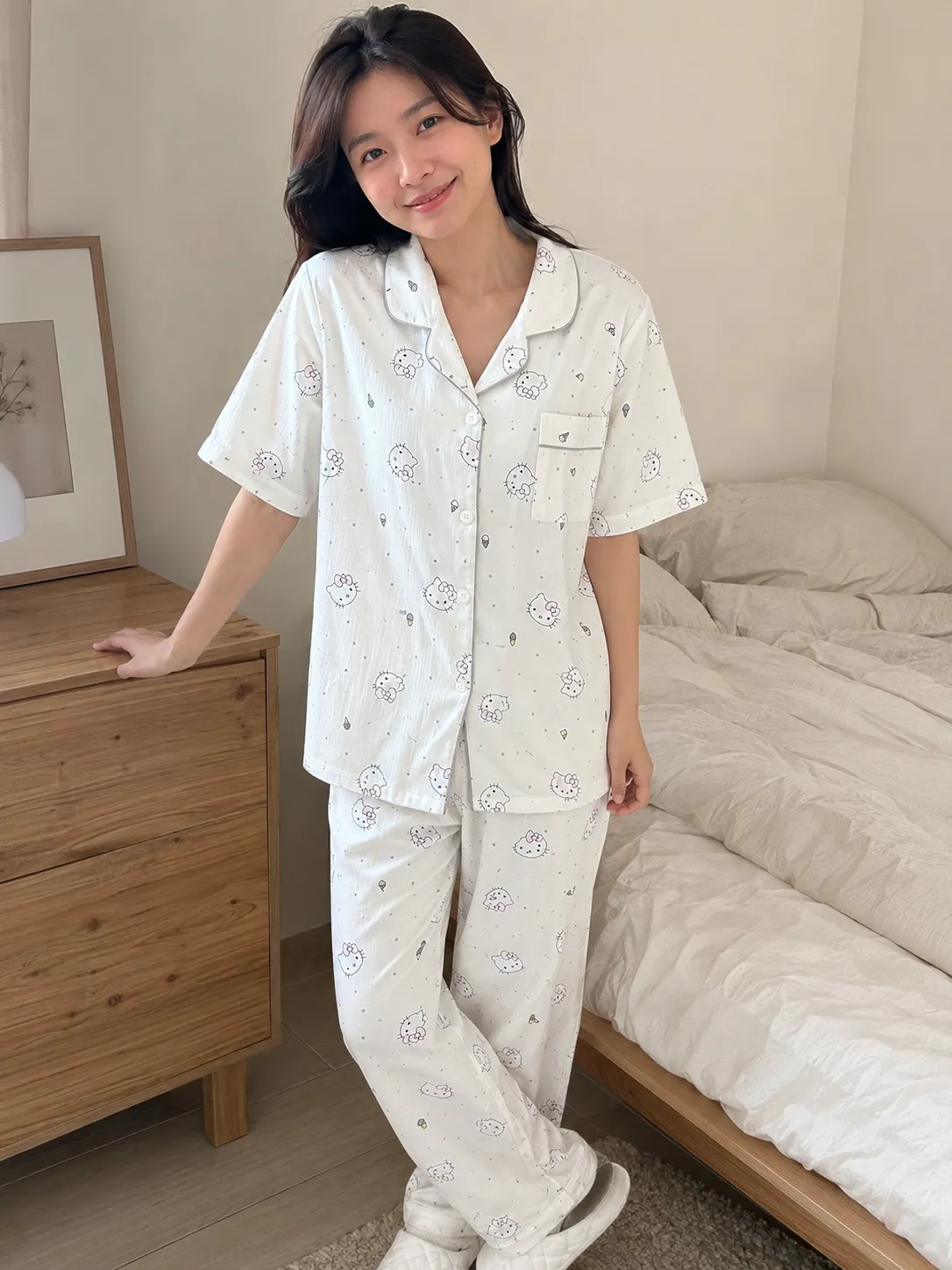 🌸皺感純棉居家睡衣3件組 4