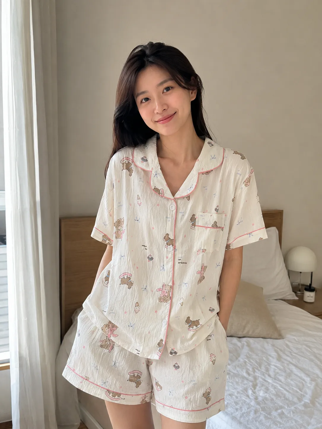 🌸皺皺棉質睡衣 3件套組 3