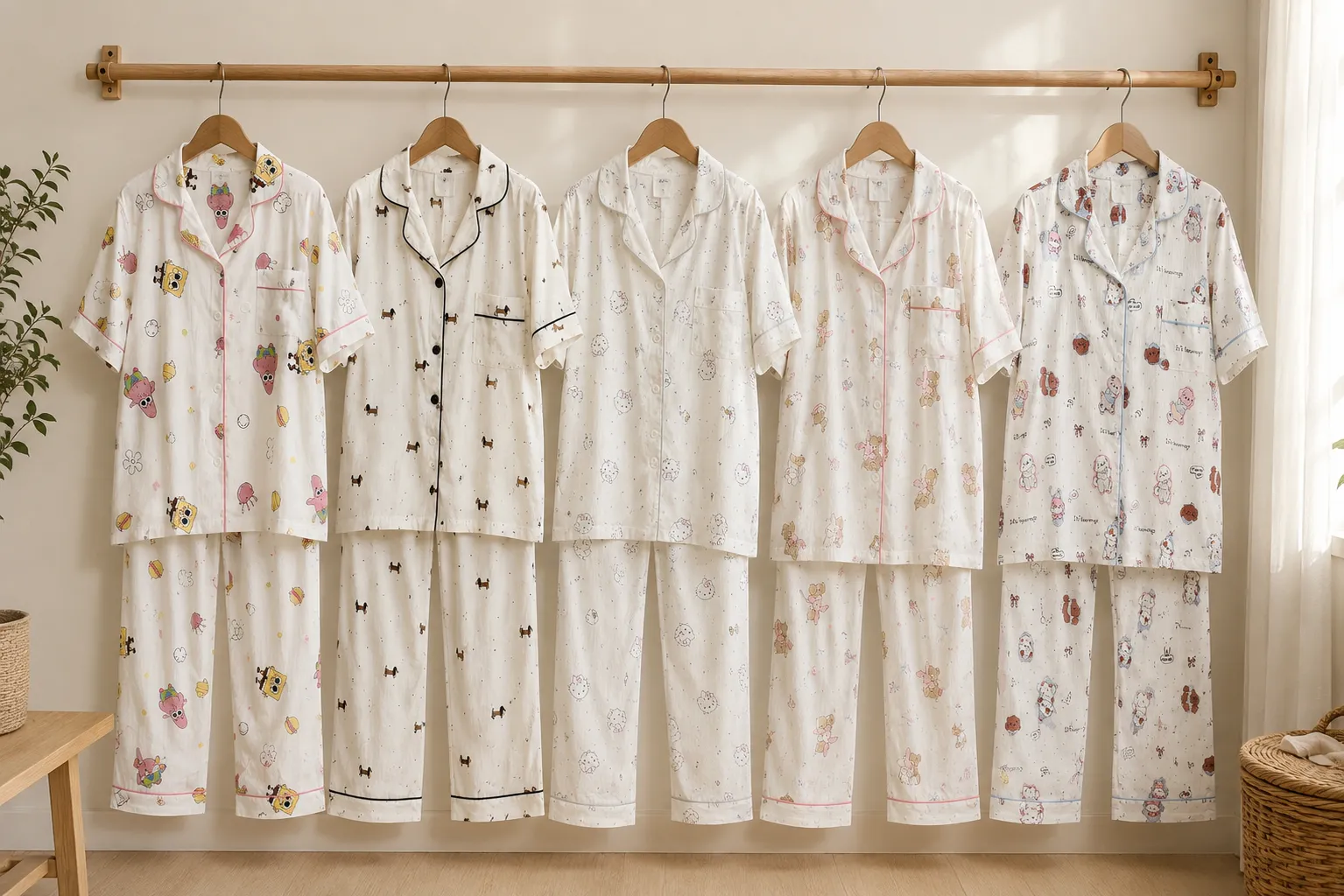 🌸皺皺棉質睡衣 3件套組 5