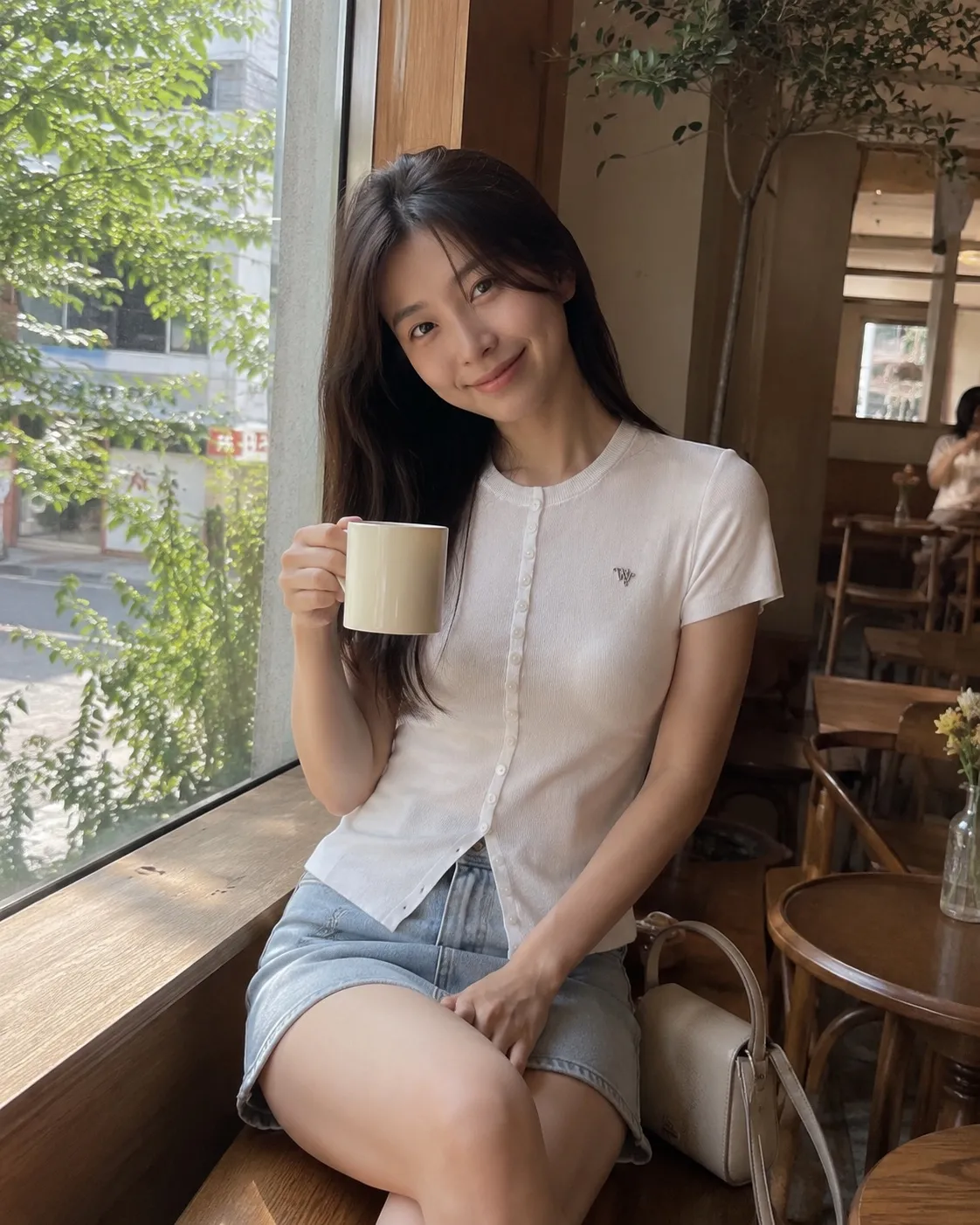 白色短袖針織上衣 🌷 1