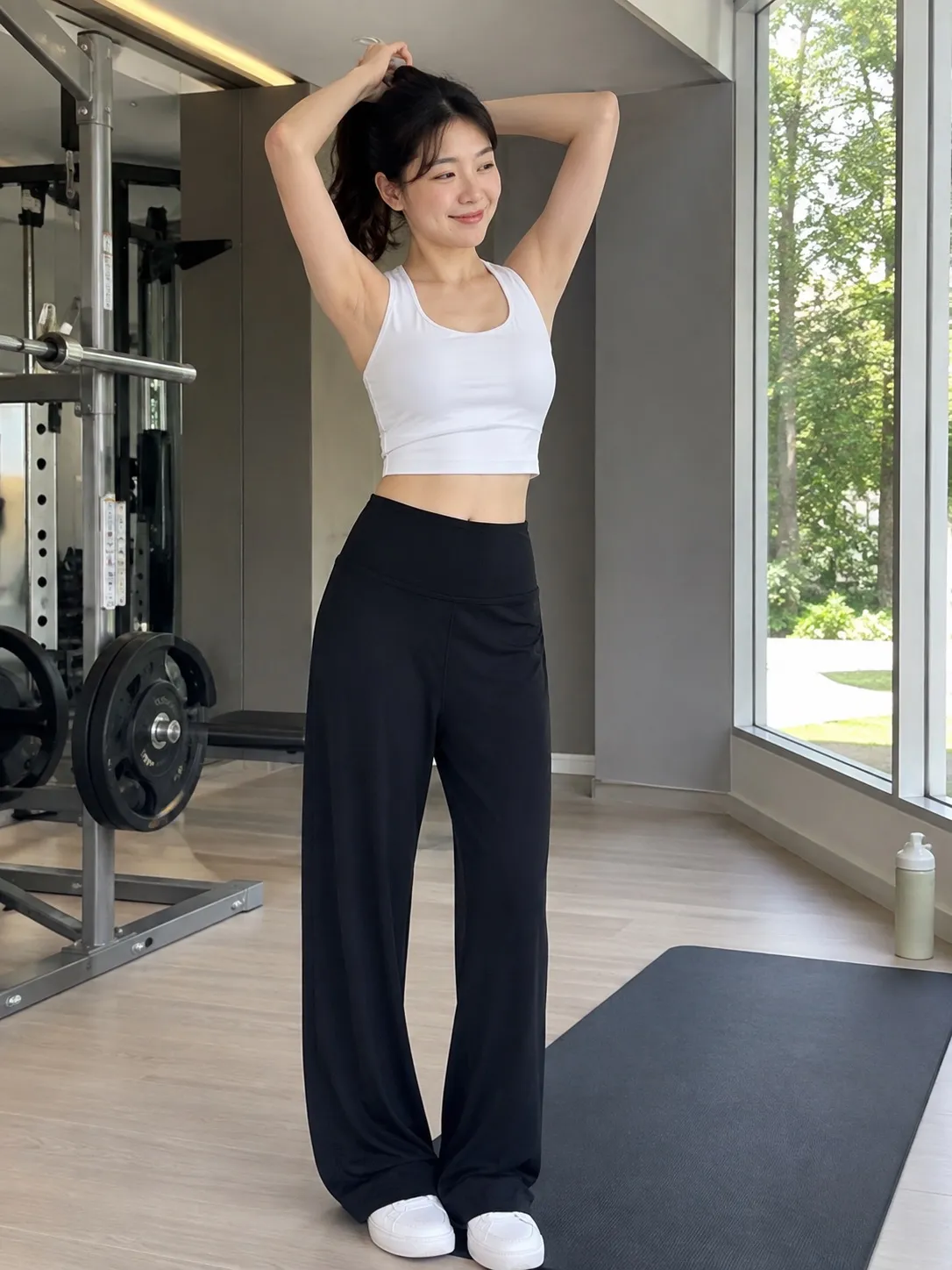 黑色彈性長褲 3